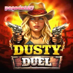 Tampilan visual permainan slot Dusty Duel dengan tema Wild West