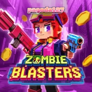 Tampilan layar permainan slot Zombie Blasters dengan tema retro arcade
